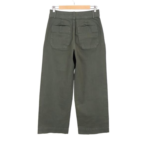 Everlane The Organic Cotton Crop Wide-Leg Pant High Rise Olive Size 6 - Picture 6 of 10